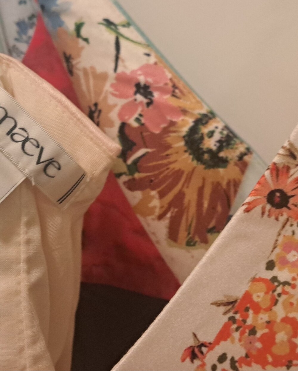 Maeve Floral Satin Slip Dress in Cream, Yellow, Pink and Orange - Picture 2 of 6